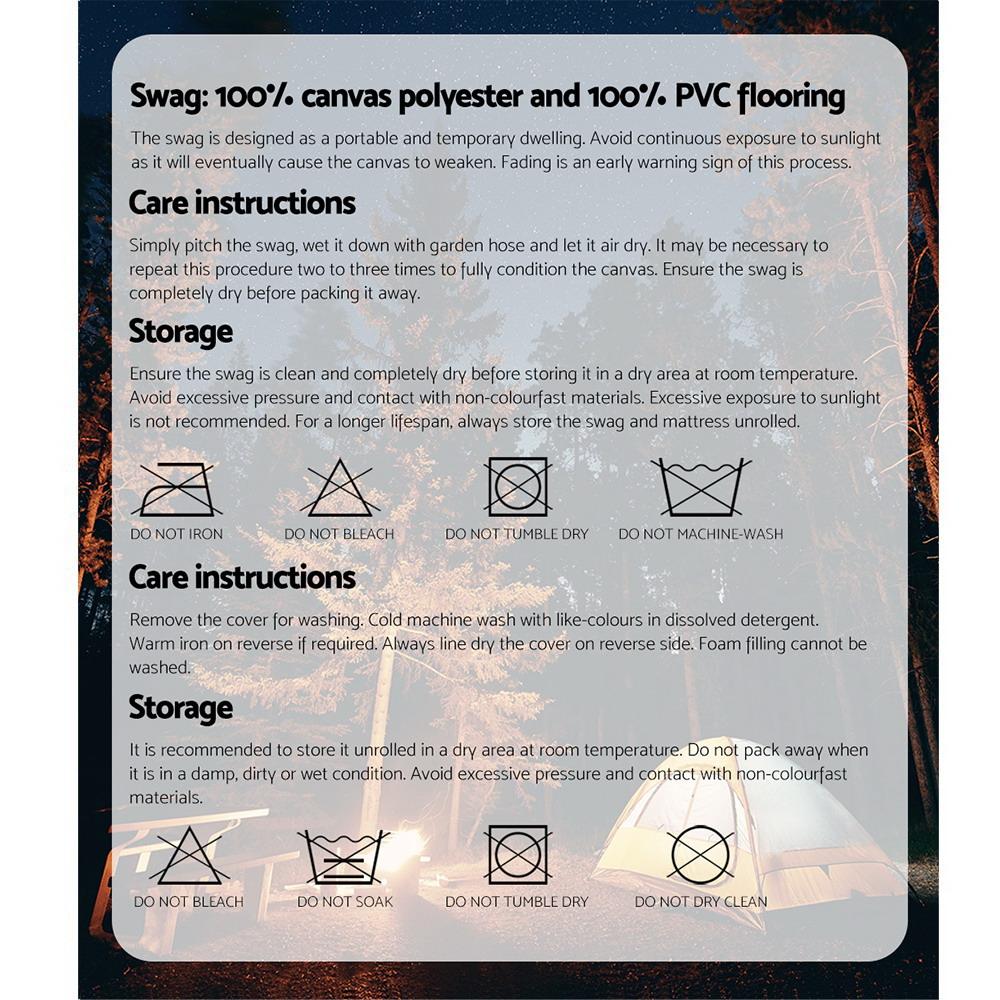 Double Swag Camping Swags Canvas Free Standing Dome Tent Dark Grey Weisshorn