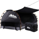 Swag King Single Camping Swags Canvas Free Standing Dome Tent Dark Grey with 7CM Mattress Weisshorn