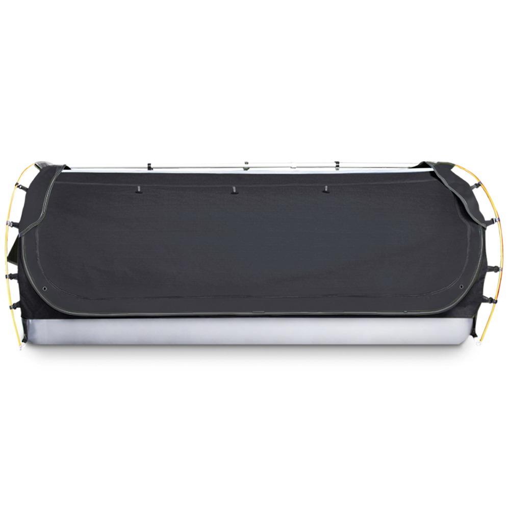 Swag King Single Camping Swags Canvas Free Standing Dome Tent Dark Grey with 7CM Mattress Weisshorn