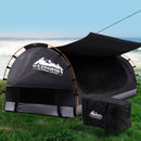 Swag King Single Camping Swags Canvas Free Standing Dome Tent Dark Grey with 7CM Mattress Weisshorn