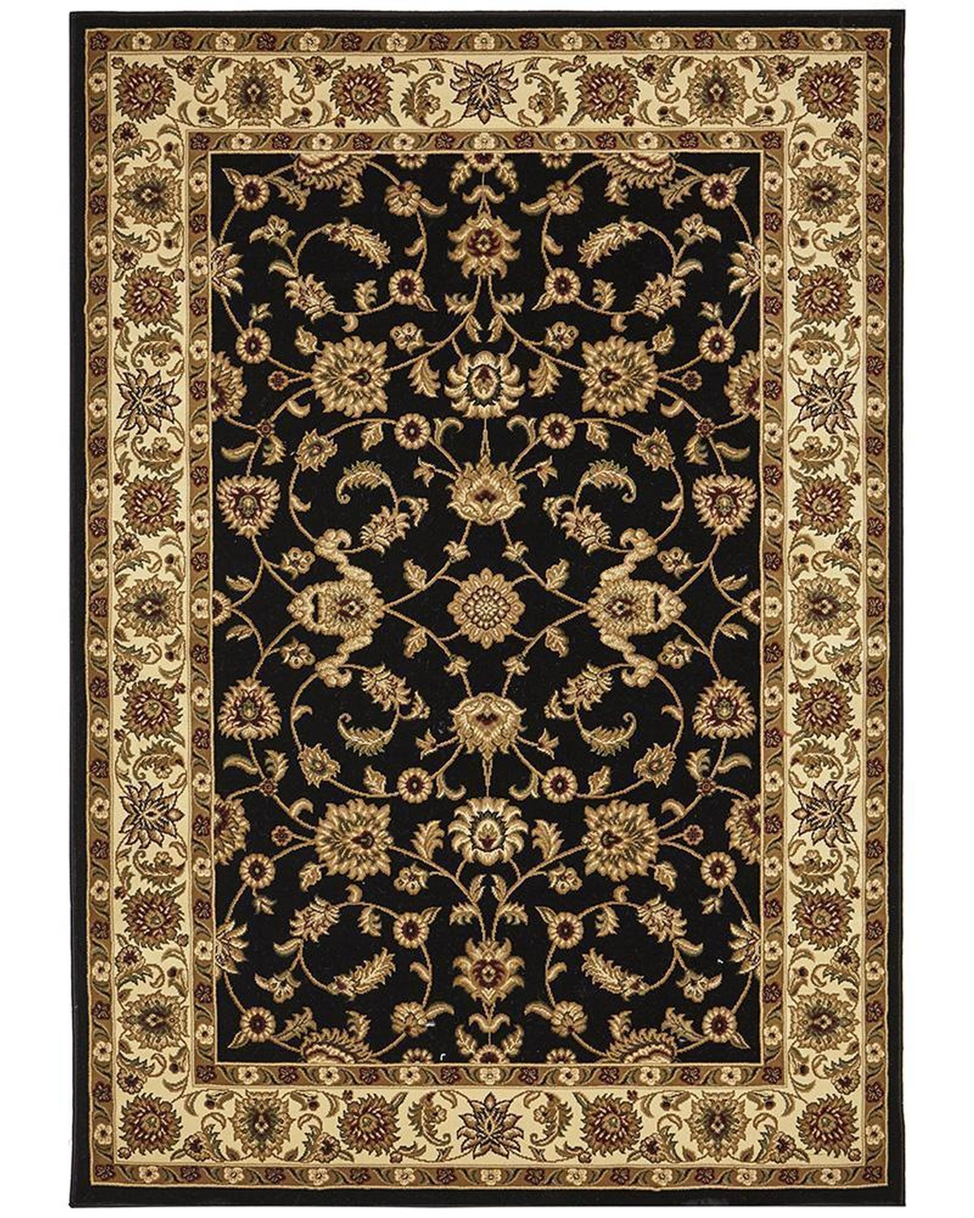 Sydney Collection Classic Rug Black With Ivory Border