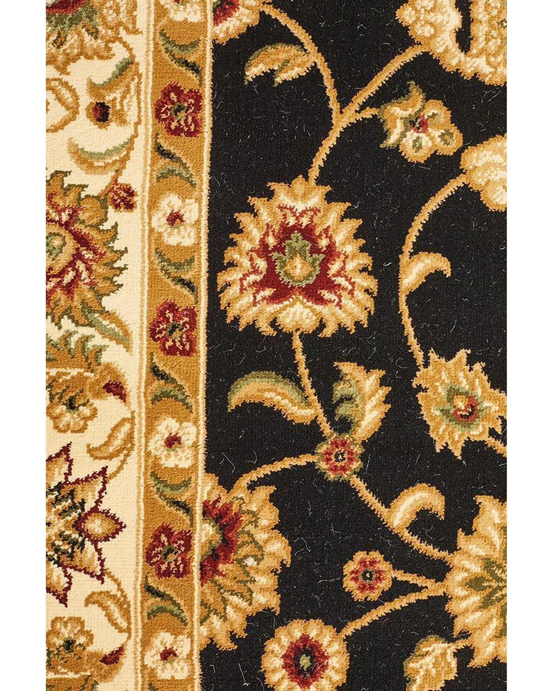 Sydney Collection Classic Rug Black With Ivory Border