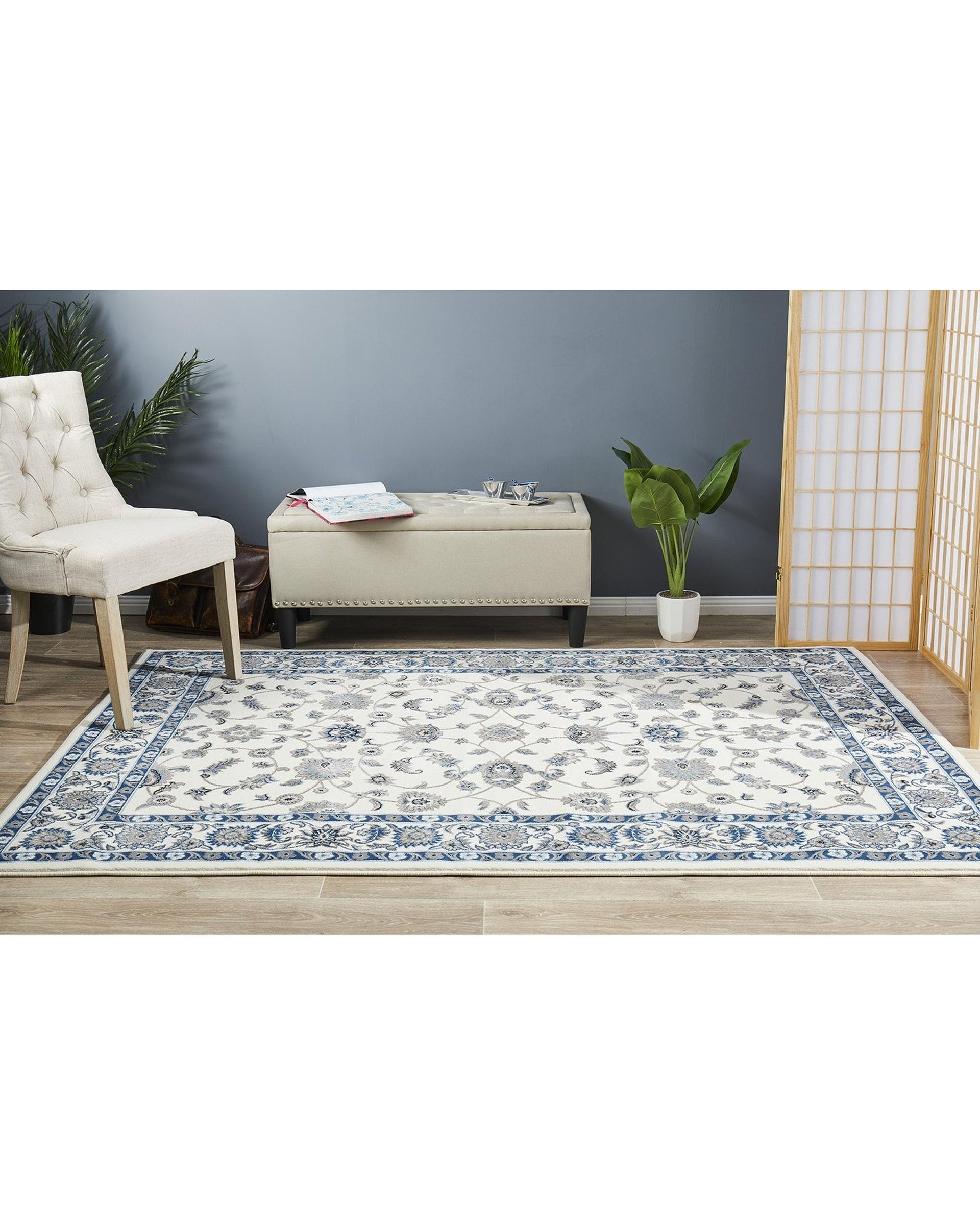 Sydney Collection Classic Rug White With White Border
