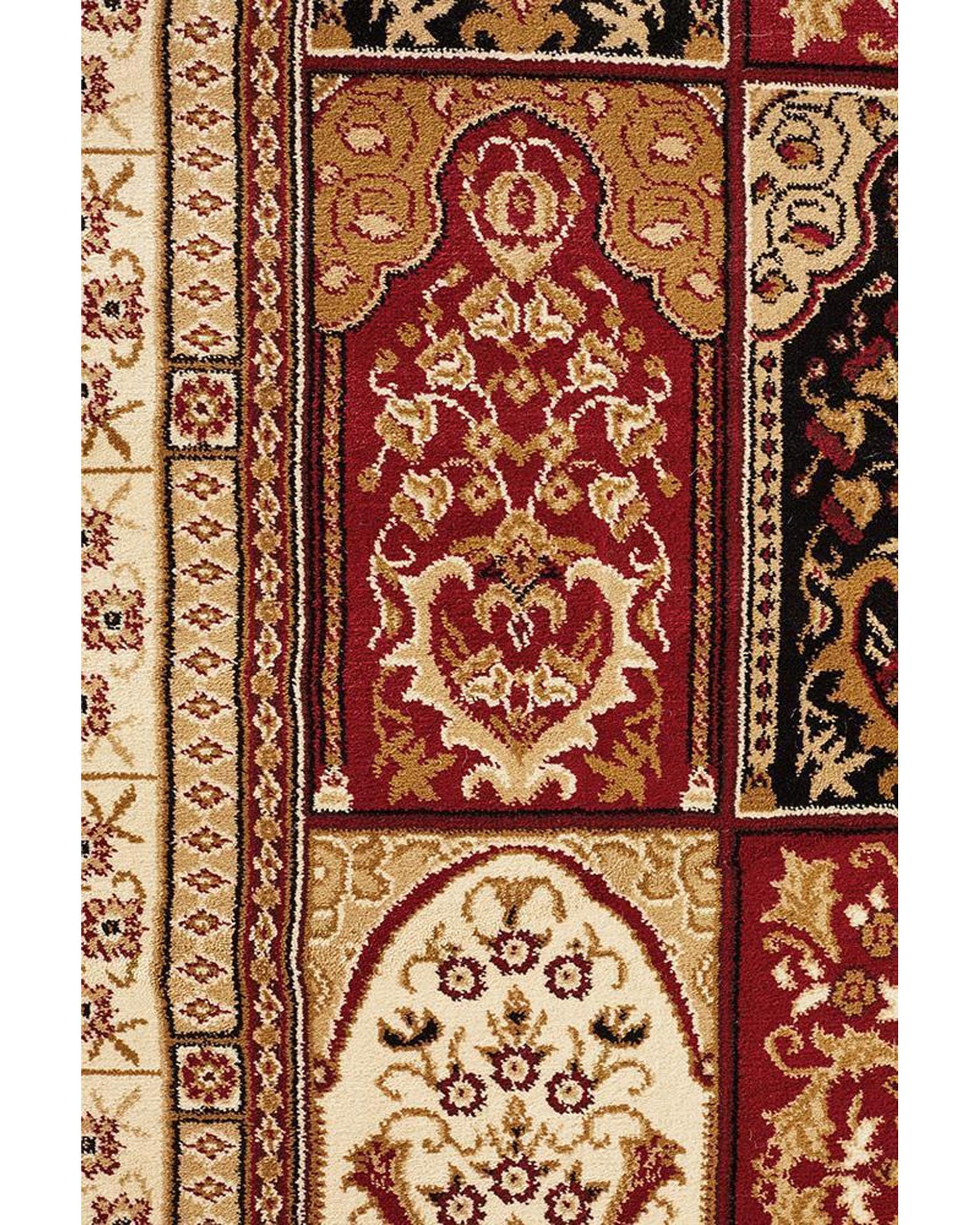 Sydney Collection Traditional Panel Pattern Rug Burgundy