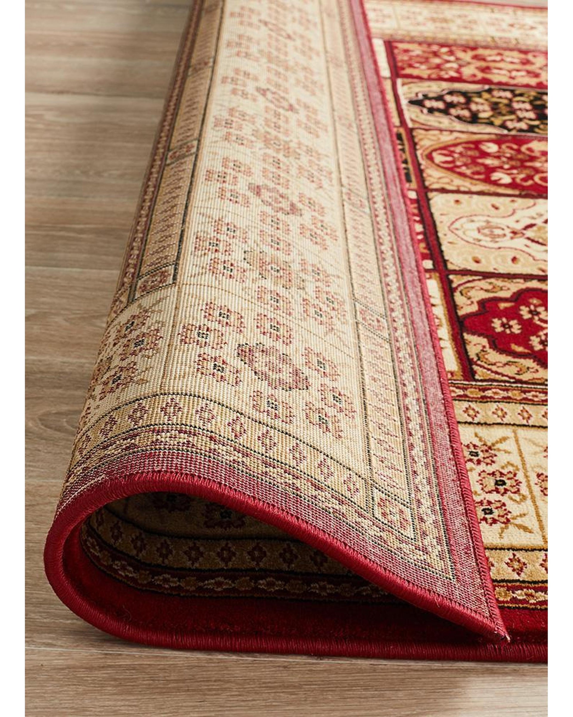 Sydney Collection Traditional Panel Pattern Rug Burgundy