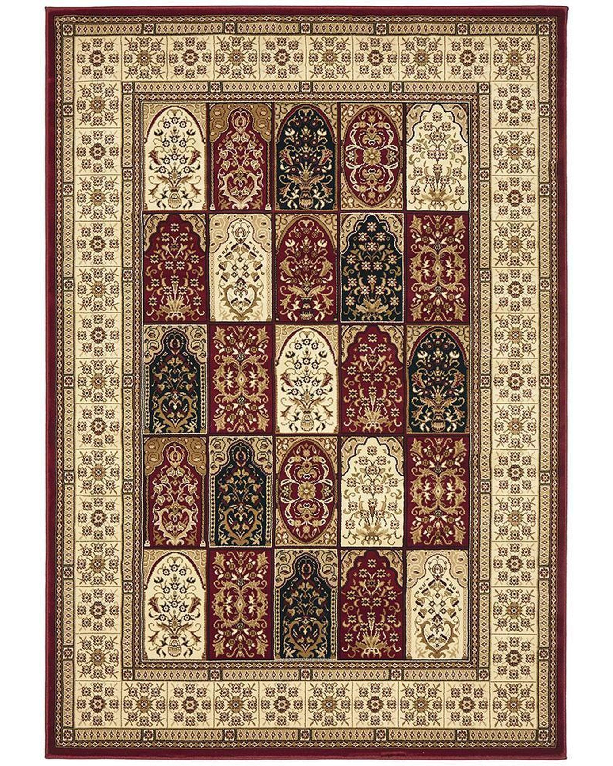 Sydney Collection Traditional Panel Pattern Rug Burgundy