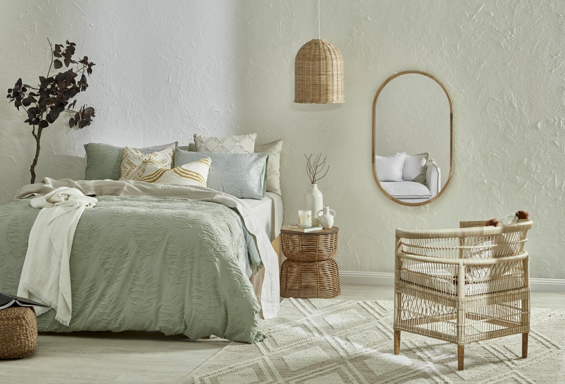 Vintage Design Sage Cotton Quilt Cover Set Vintage Design