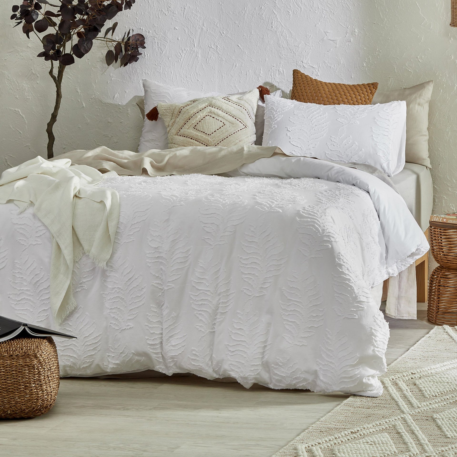 Vintage Design Lucas White Cotton Quilt Cover Set Vintage Design