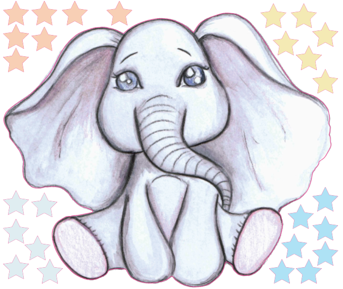 Single Baby Elephant Polka Art Prints