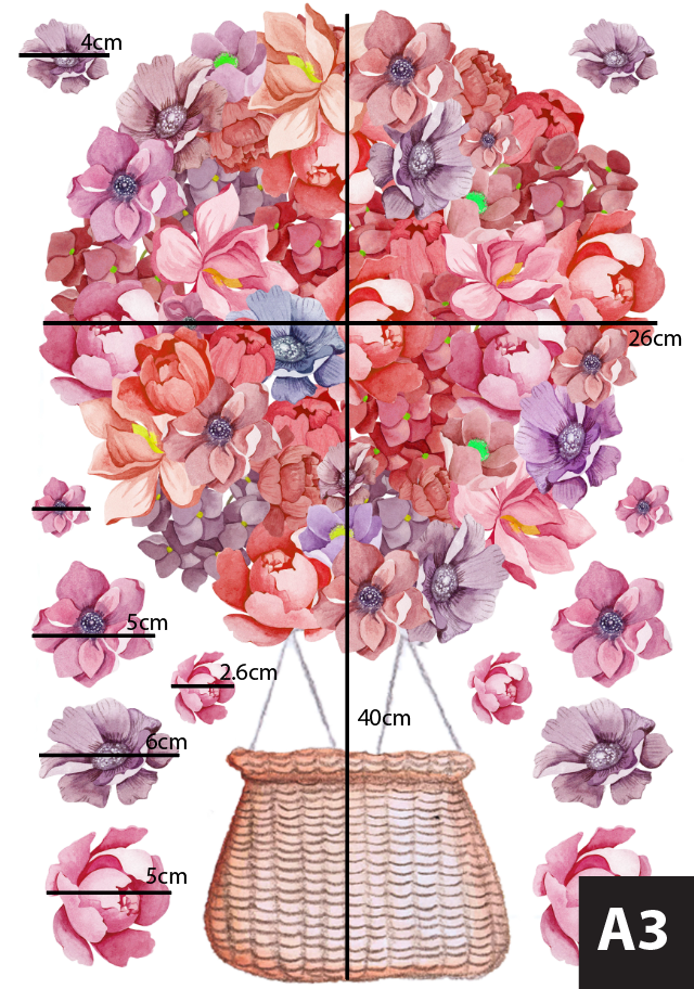 Floral Hot Air Balloons Polka Art Prints