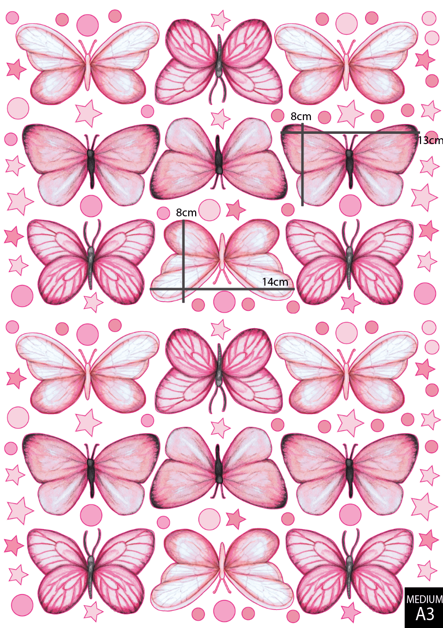 Pink Butterfly Pack Polka Art Prints