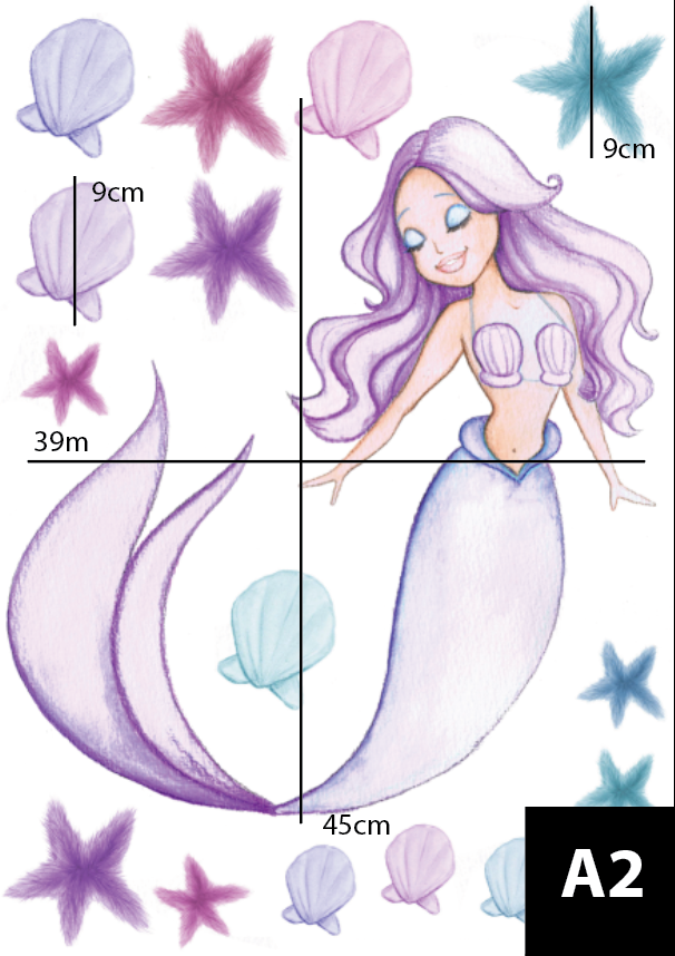 Mermaid Aqua Polka Art Prints