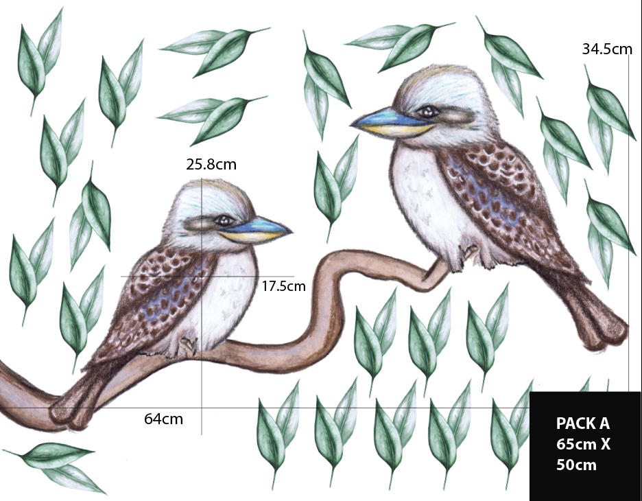 Kookaburra Wall Decal Set Polka Art Prints