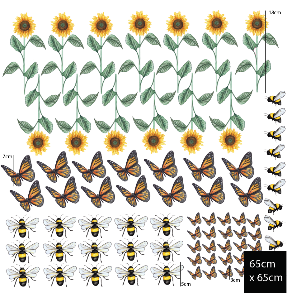 Sunflowers, Bees and Butterflies Polka Art Prints