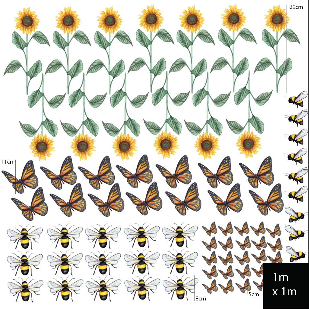 Sunflowers, Bees and Butterflies Polka Art Prints