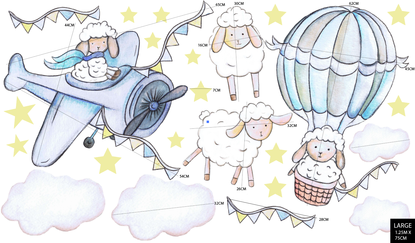 Flying Sheep Polka Art Prints