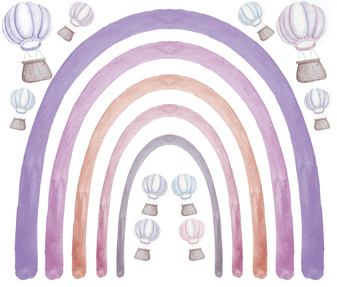 Large Rainbow Wall Decals Polka Art Prints