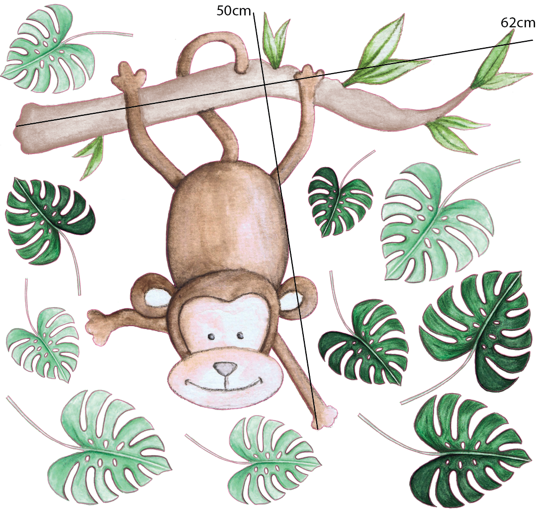 Monkey Wall Decal Polka Art Prints