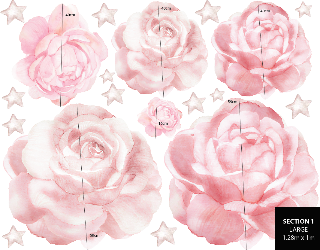Pastel Rose Wall Decals Polka Art Prints
