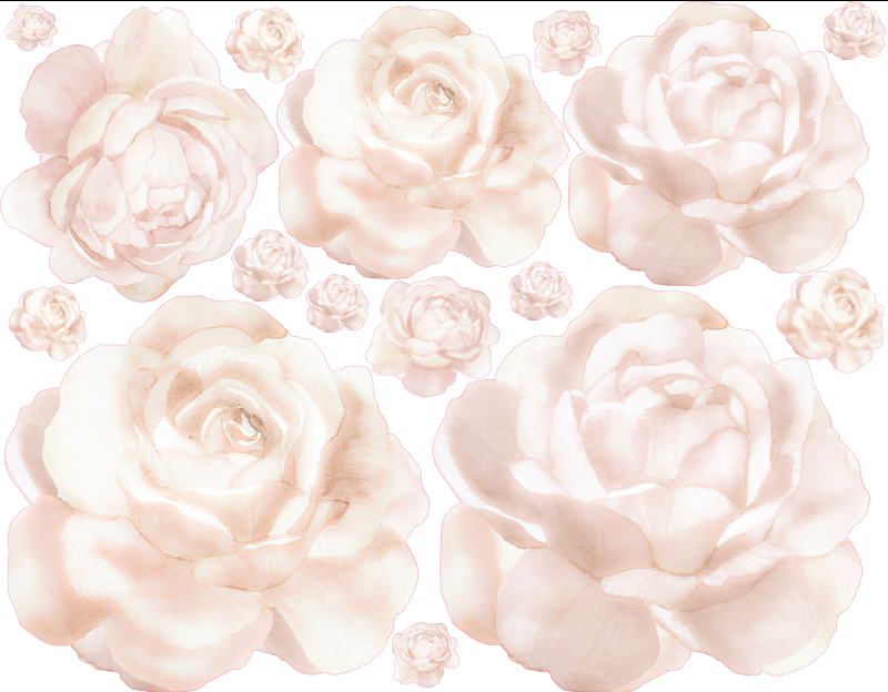 Pastel Rose Wall Decals Polka Art Prints