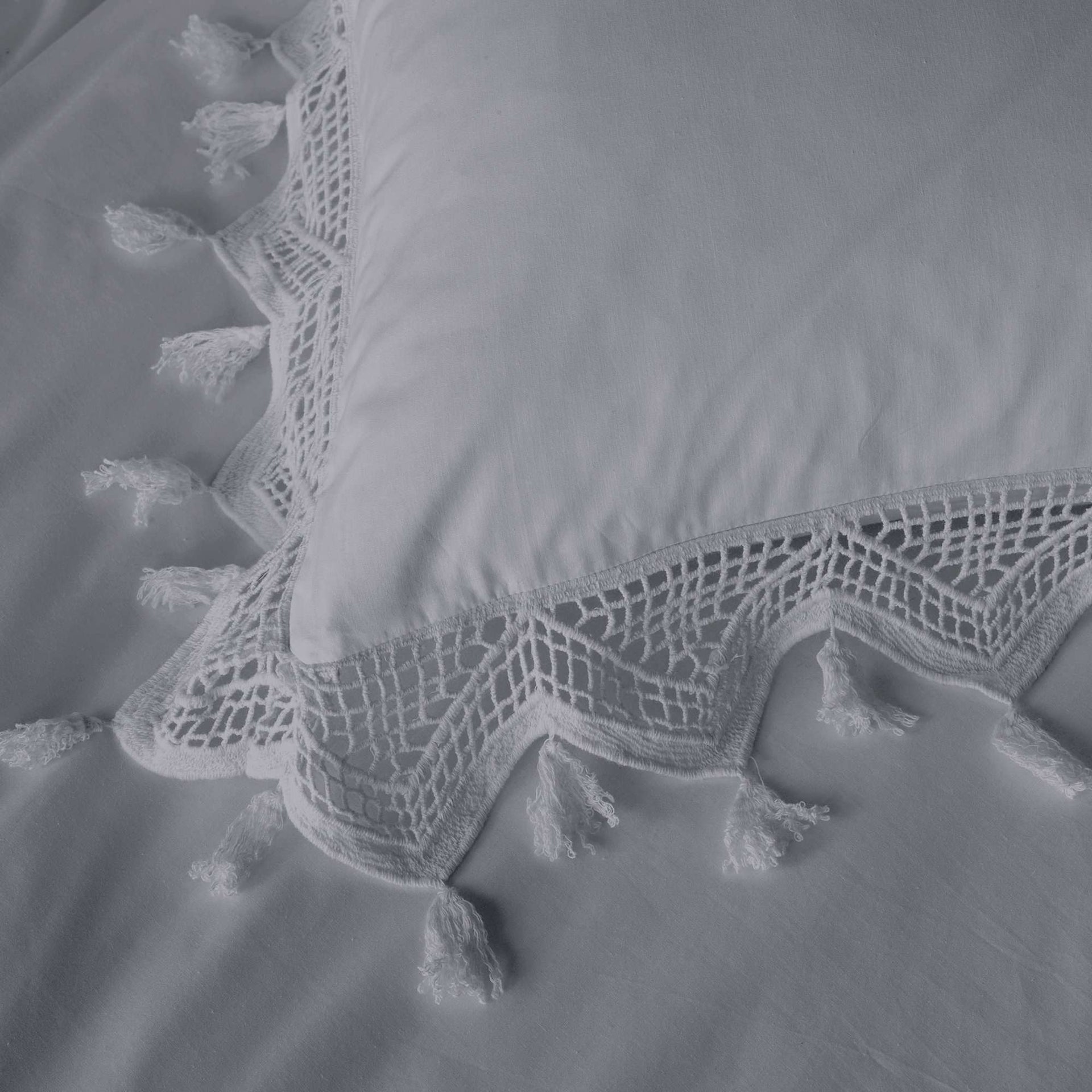 Vintage Design Gypsy Silver 100% Cotton Tassel Quilt Cover Sets Vintage Design