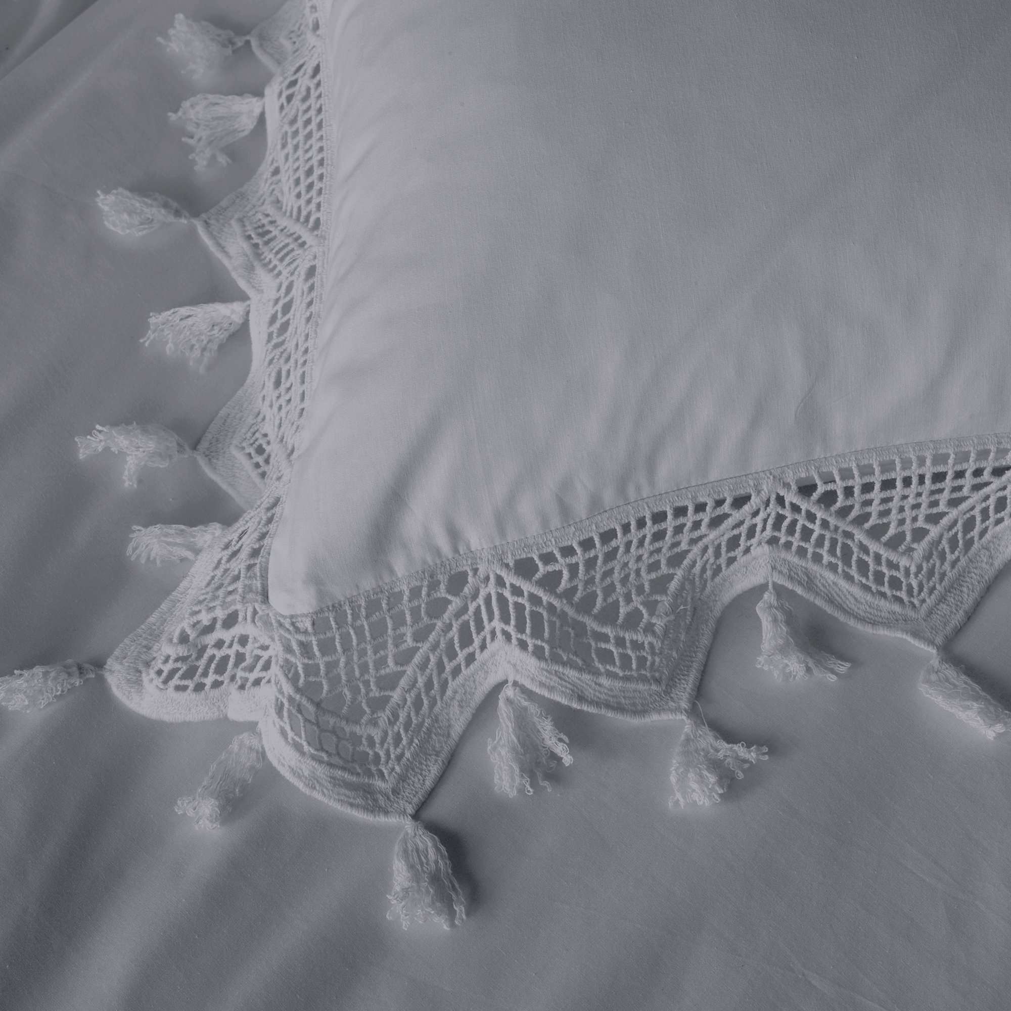 Vintage Design Gypsy Silver 100% Cotton Tassel Quilt Cover Sets Vintage Design