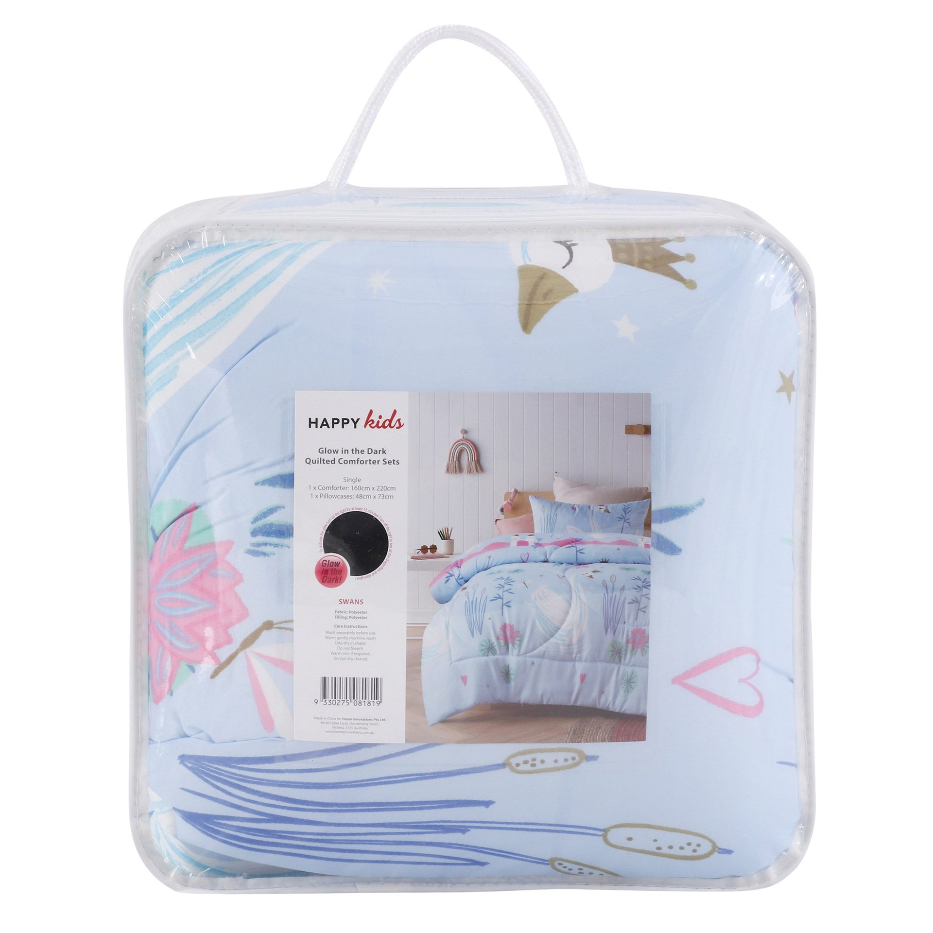 Happy Kids Swan Glow-In-The-Dark Comforter Set Happy Kids Bedding