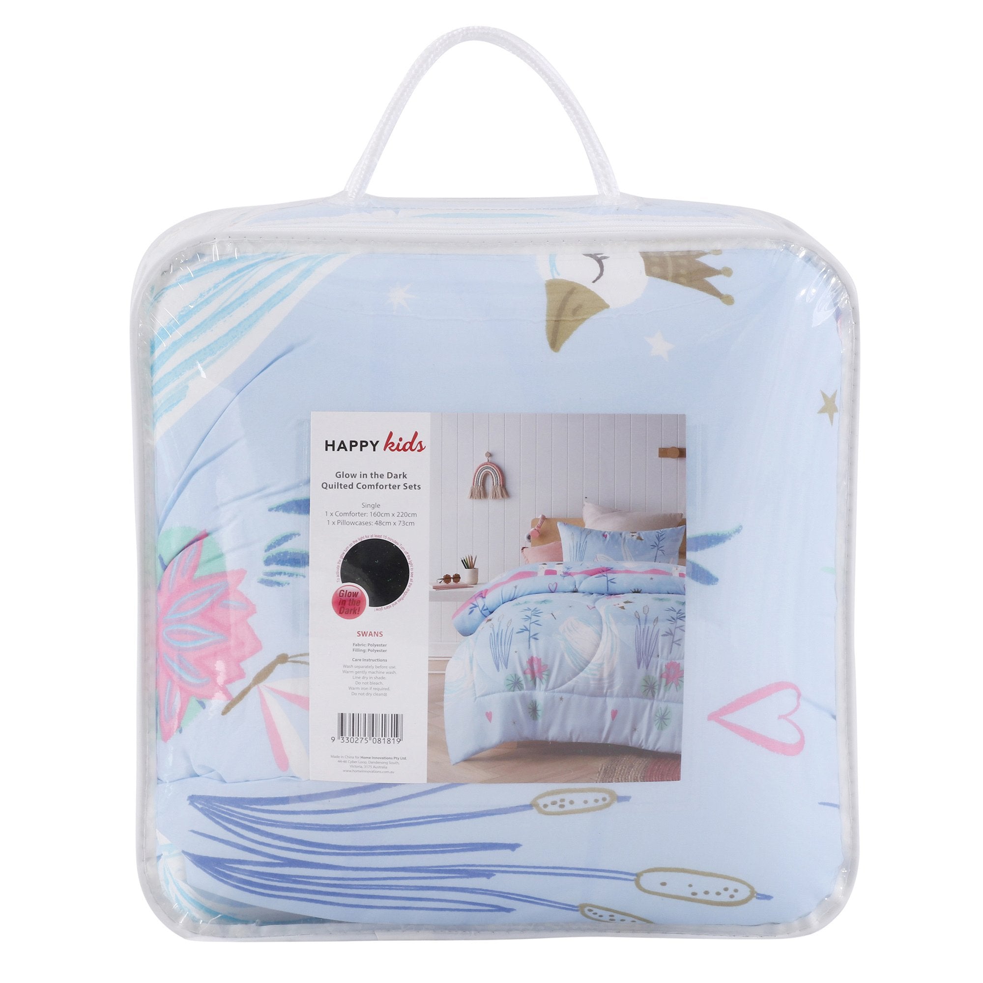 Happy Kids Swan Glow-In-The-Dark Comforter Set Happy Kids Bedding