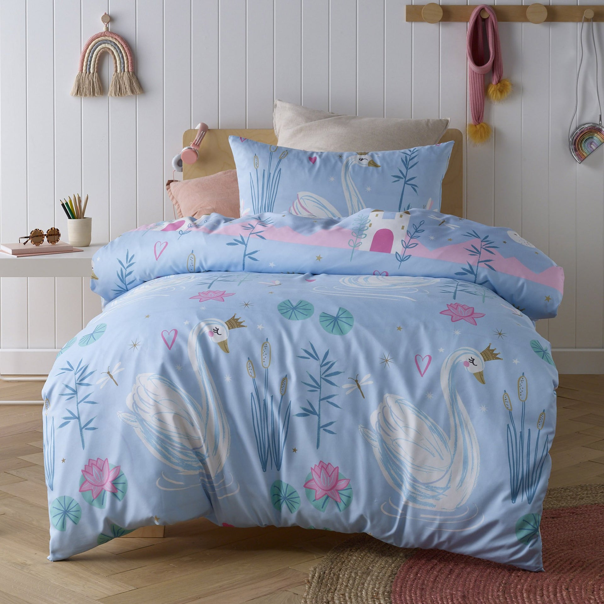 Happy Kids Swan Glow In The Dark Quilt Cover Set Happy Kids Bedding