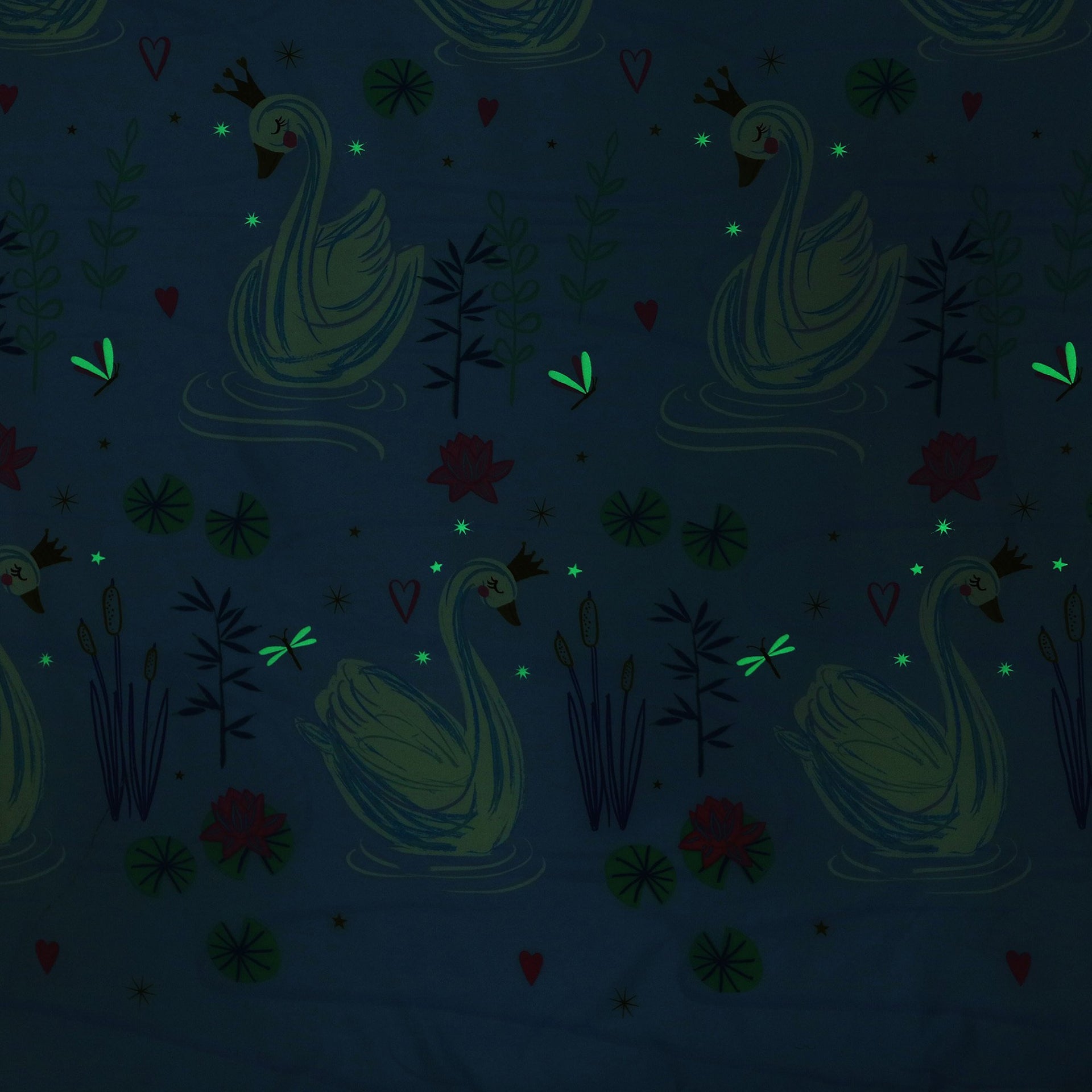 Happy Kids Swan Glow In The Dark Quilt Cover Set Happy Kids Bedding