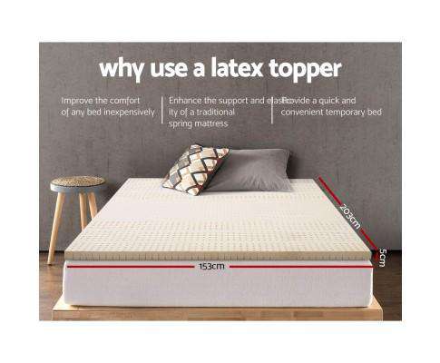 Pure Natural Latex Mattress Topper 7 Zone 5cm Giselle