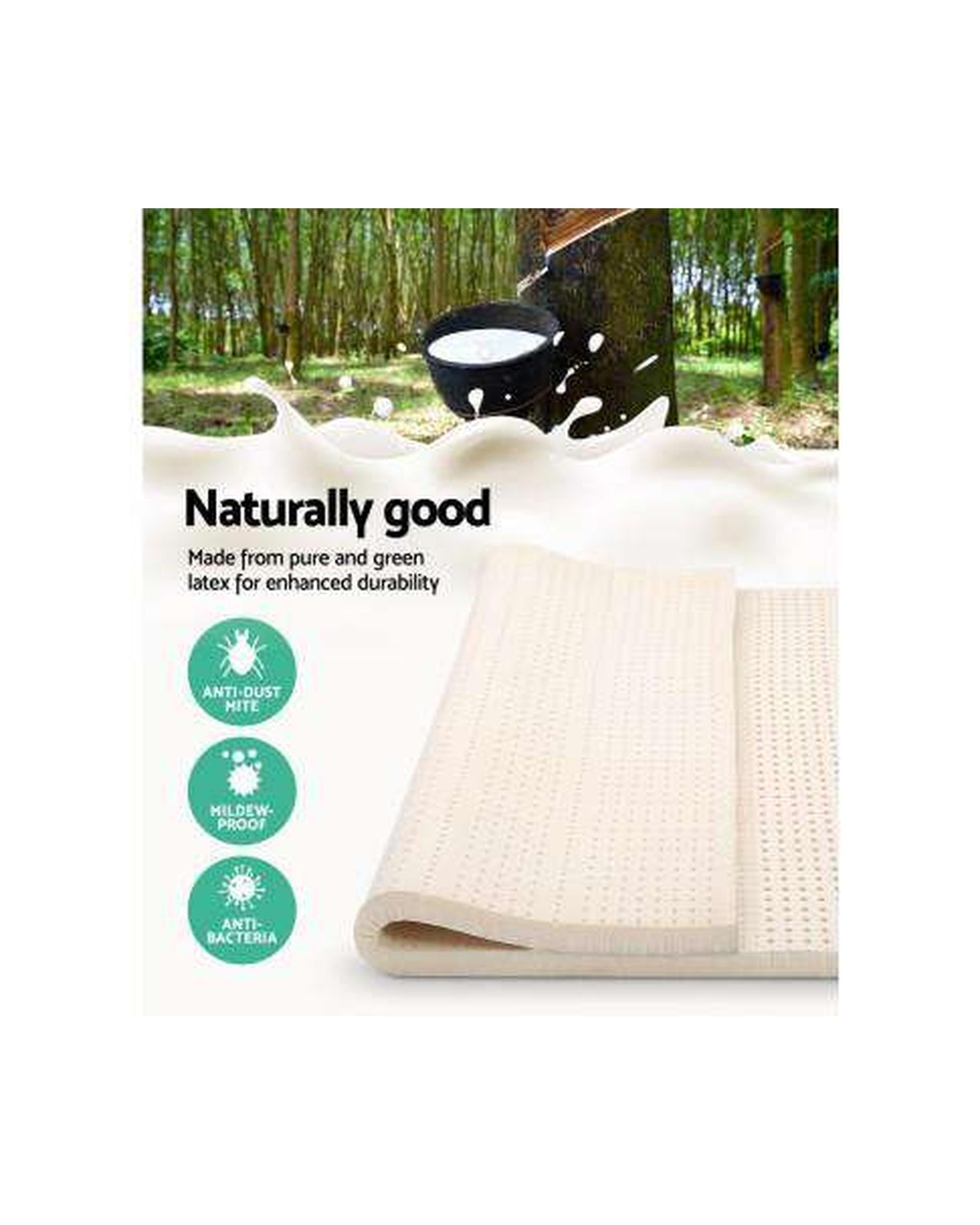 Pure Natural Latex Mattress Topper 7 Zone 7.5cm Giselle