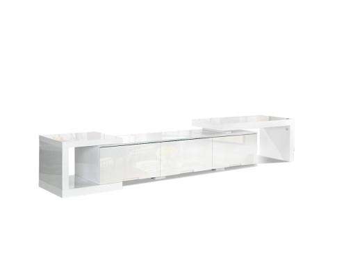 High Gloss Adjustable TV Stand Entertainment Unit - White Artiss