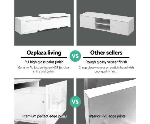 High Gloss Adjustable TV Stand Entertainment Unit - White Artiss