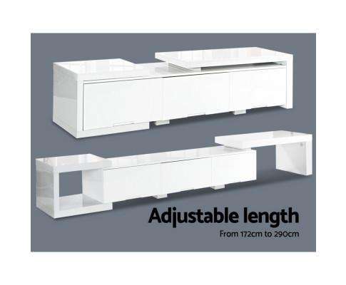 High Gloss Adjustable TV Stand Entertainment Unit - White Artiss