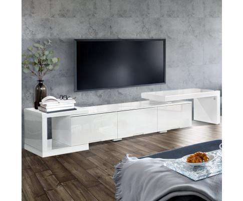 High Gloss Adjustable TV Stand Entertainment Unit - White Artiss