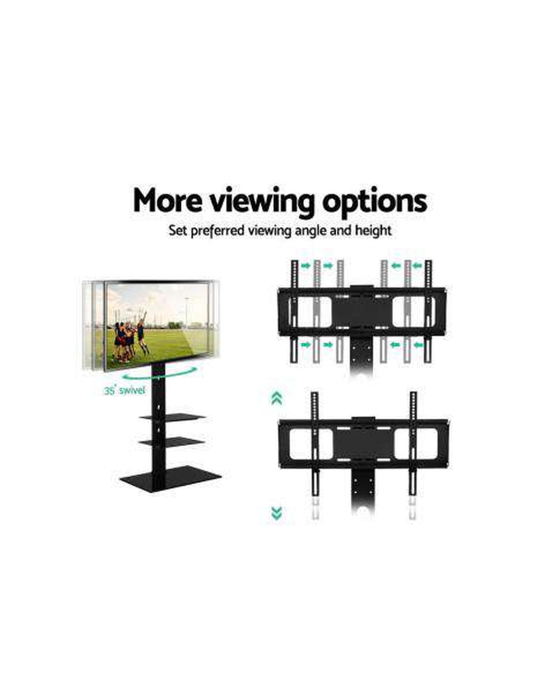 Floor TV Stand Brakcket Mount Swivel Height Adjustable 32 to 70 Inch Black Artiss