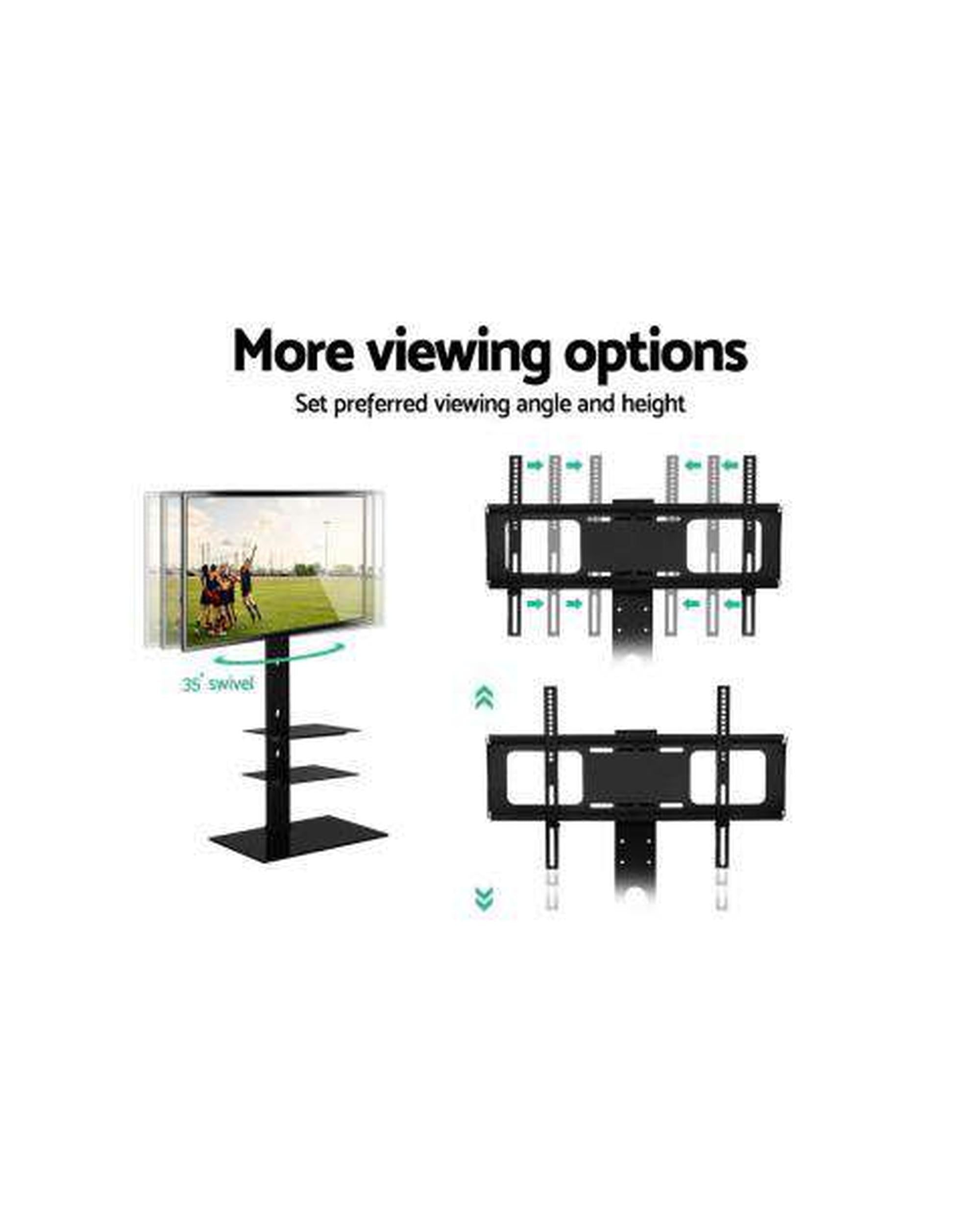 Floor TV Stand Brakcket Mount Swivel Height Adjustable 32 to 70 Inch Black Artiss