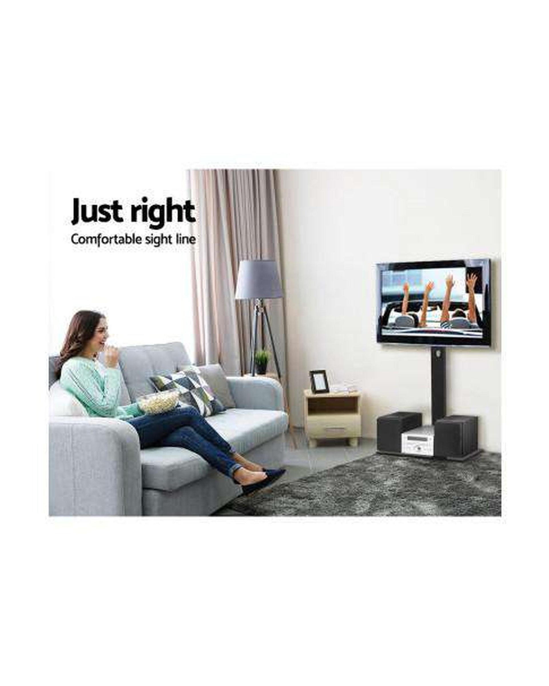 Floor TV Stand Brakcket Mount Swivel Height Adjustable 32 to 70 Inch Black Artiss