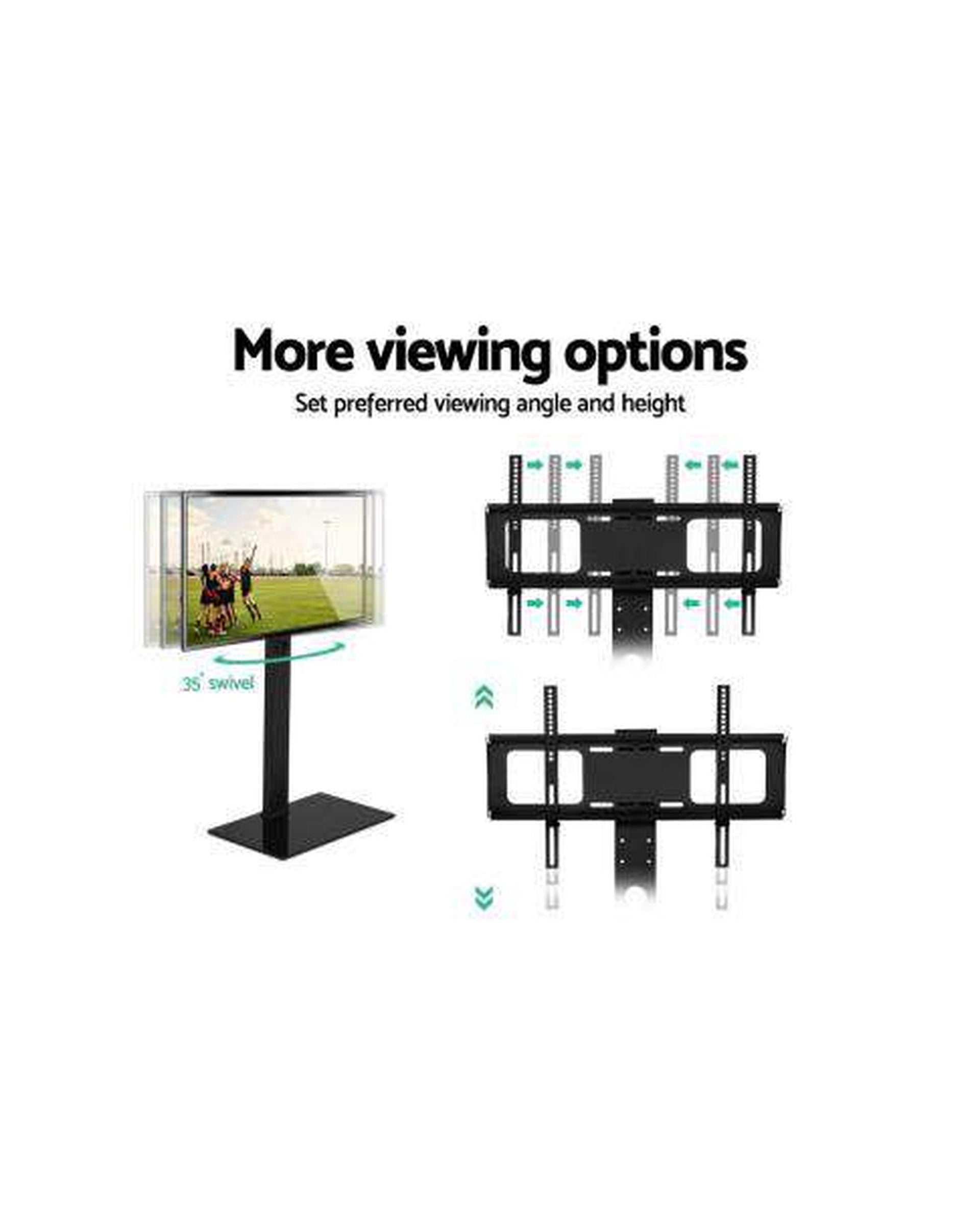 Floor TV Stand Brakcket Mount Swivel Height Adjustable 32 to 70 Inch Black Artiss