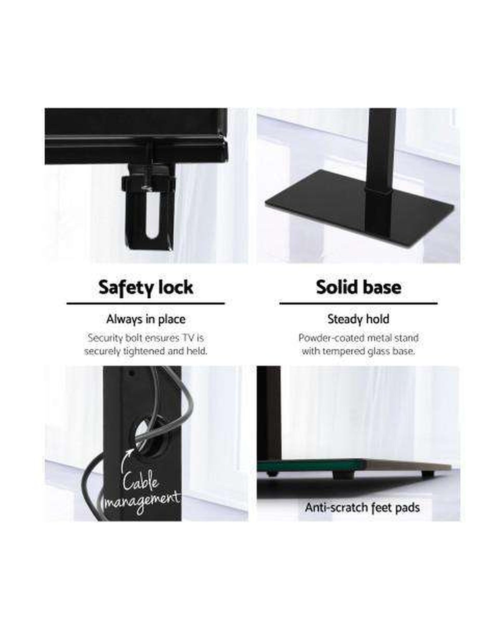 Floor TV Stand Brakcket Mount Swivel Height Adjustable 32 to 70 Inch Black Artiss