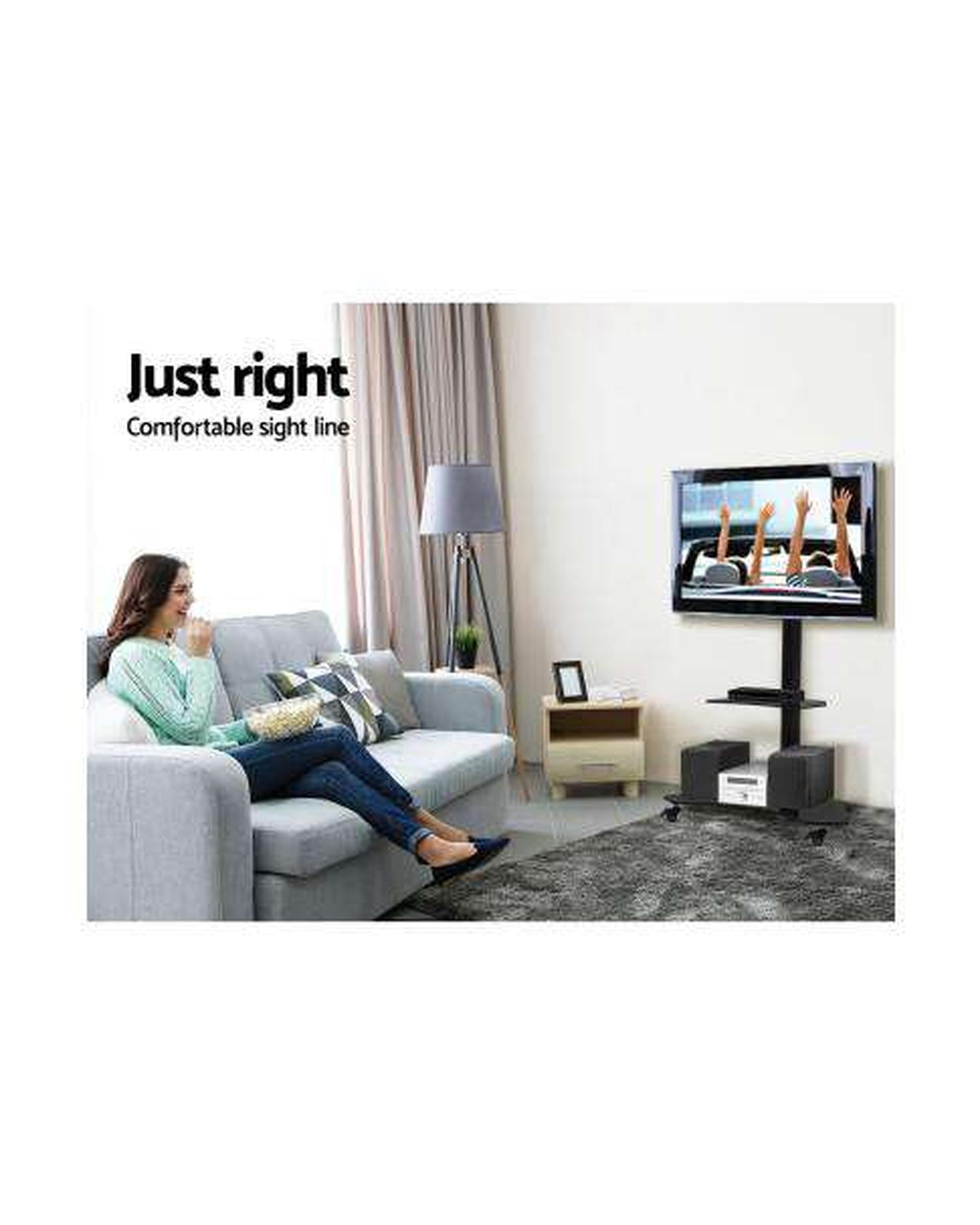 Floor TV Stand Brakcket Mount Swivel Height Adjustable 32 to 70 Inch Black Artiss