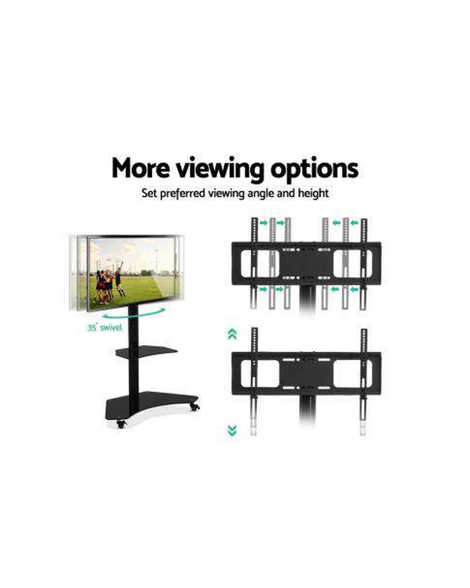 Floor TV Stand Brakcket Mount Swivel Height Adjustable 32 to 70 Inch Black Artiss