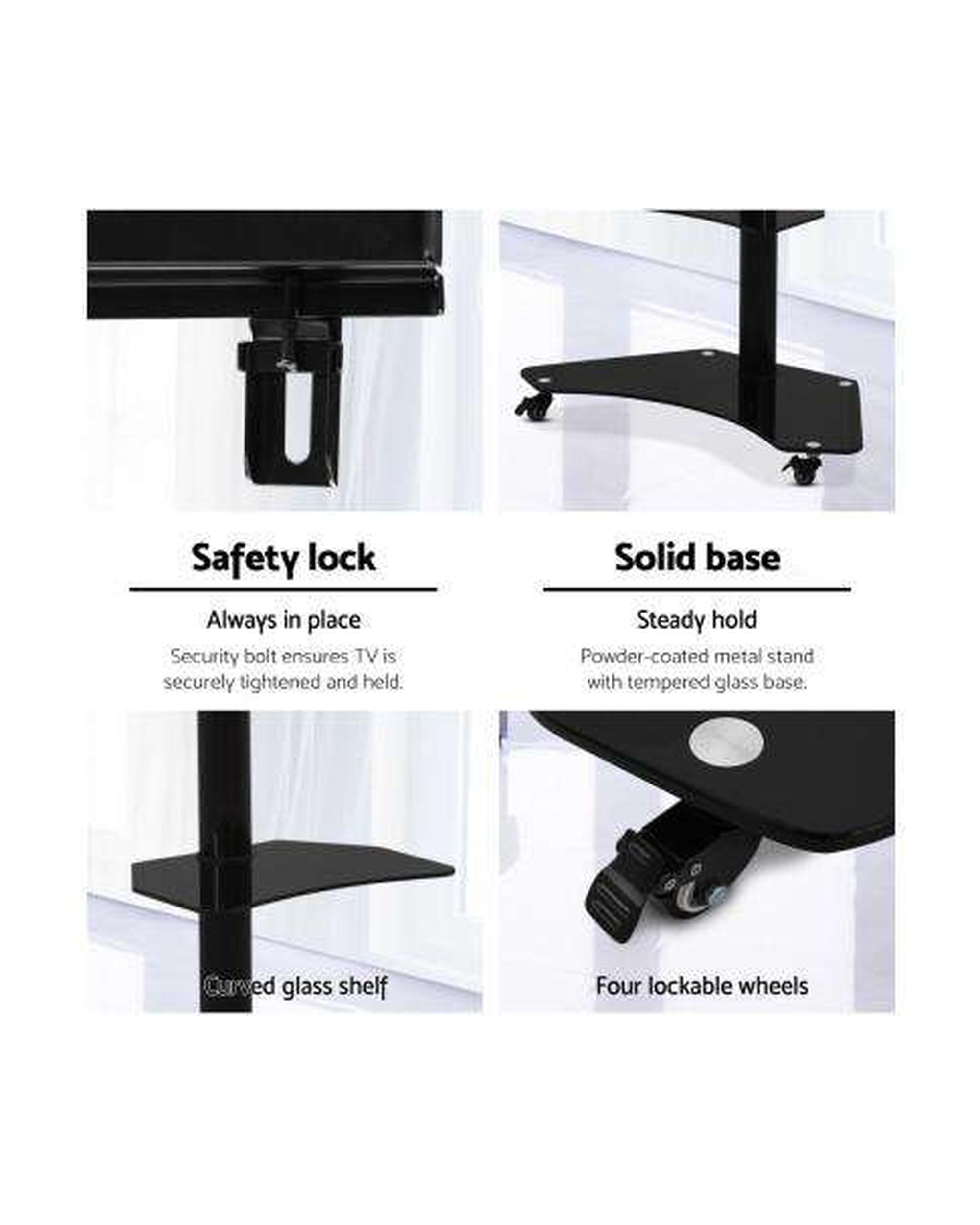 Floor TV Stand Brakcket Mount Swivel Height Adjustable 32 to 70 Inch Black Artiss