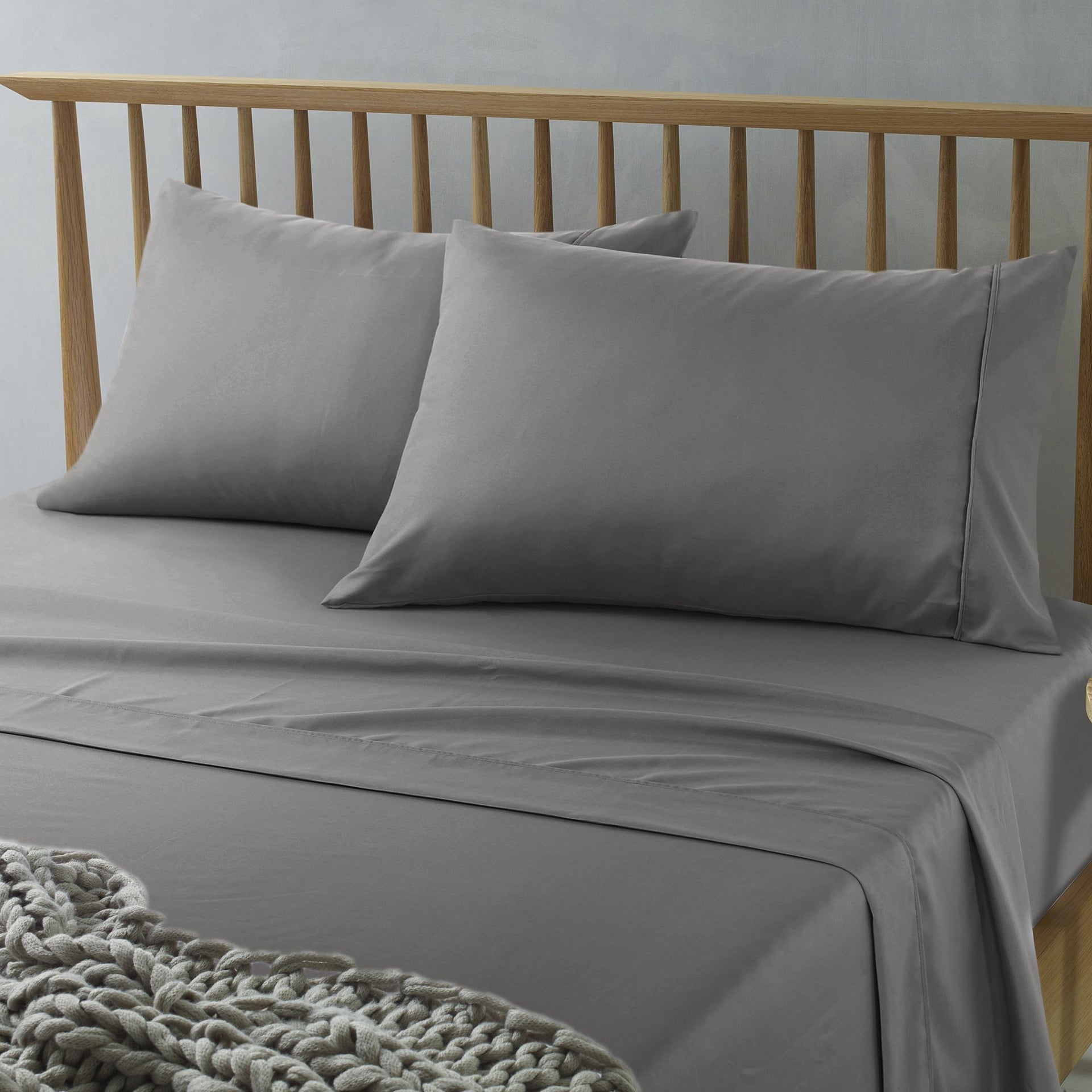 The Big Sleep Microfibre Dark Grey Sheet Set The Big Sleep