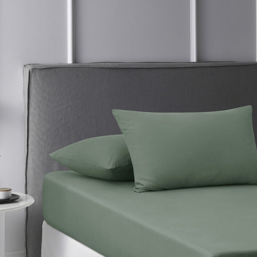 Accessorize Washed Cotton Fitted Sheet Set - OLIVE Accessorize