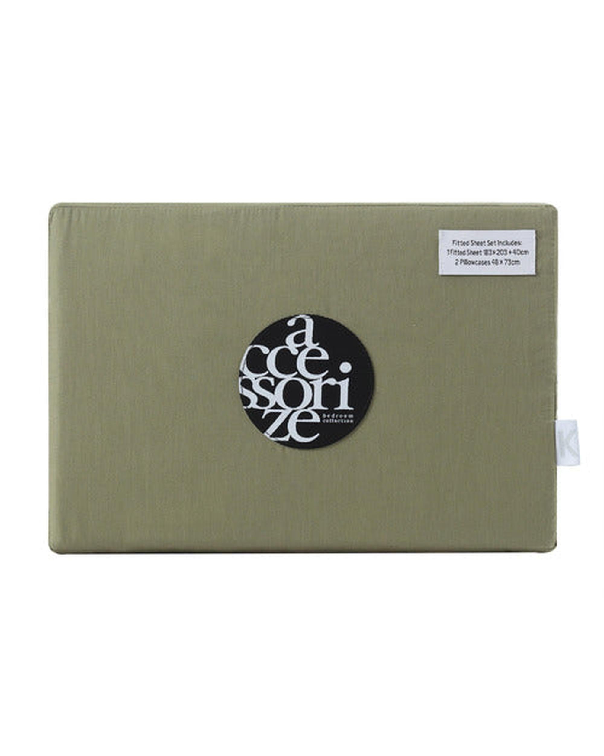 Accessorize Washed Cotton Fitted Sheet Set - CARAMEL Accessorize