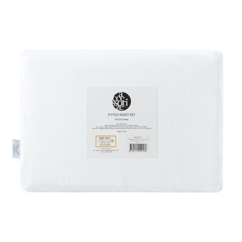 Accessorize Washed Cotton Fitted Sheet Set - WHITE Accessorize