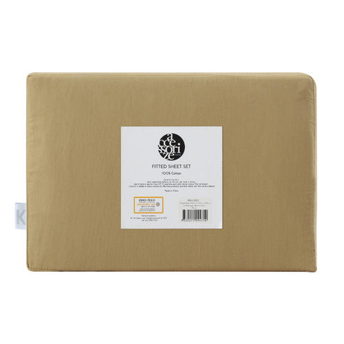 Accessorize Washed Cotton Fitted Sheet Set - PECAN Accessorize