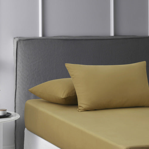 Accessorize Washed Cotton Fitted Sheet Set - PECAN Accessorize